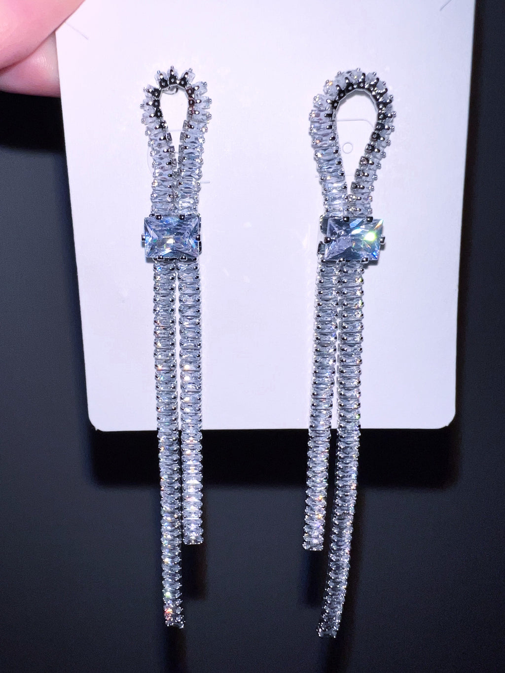 Pavé Shinestone Bowline Statement Dropn Earrings