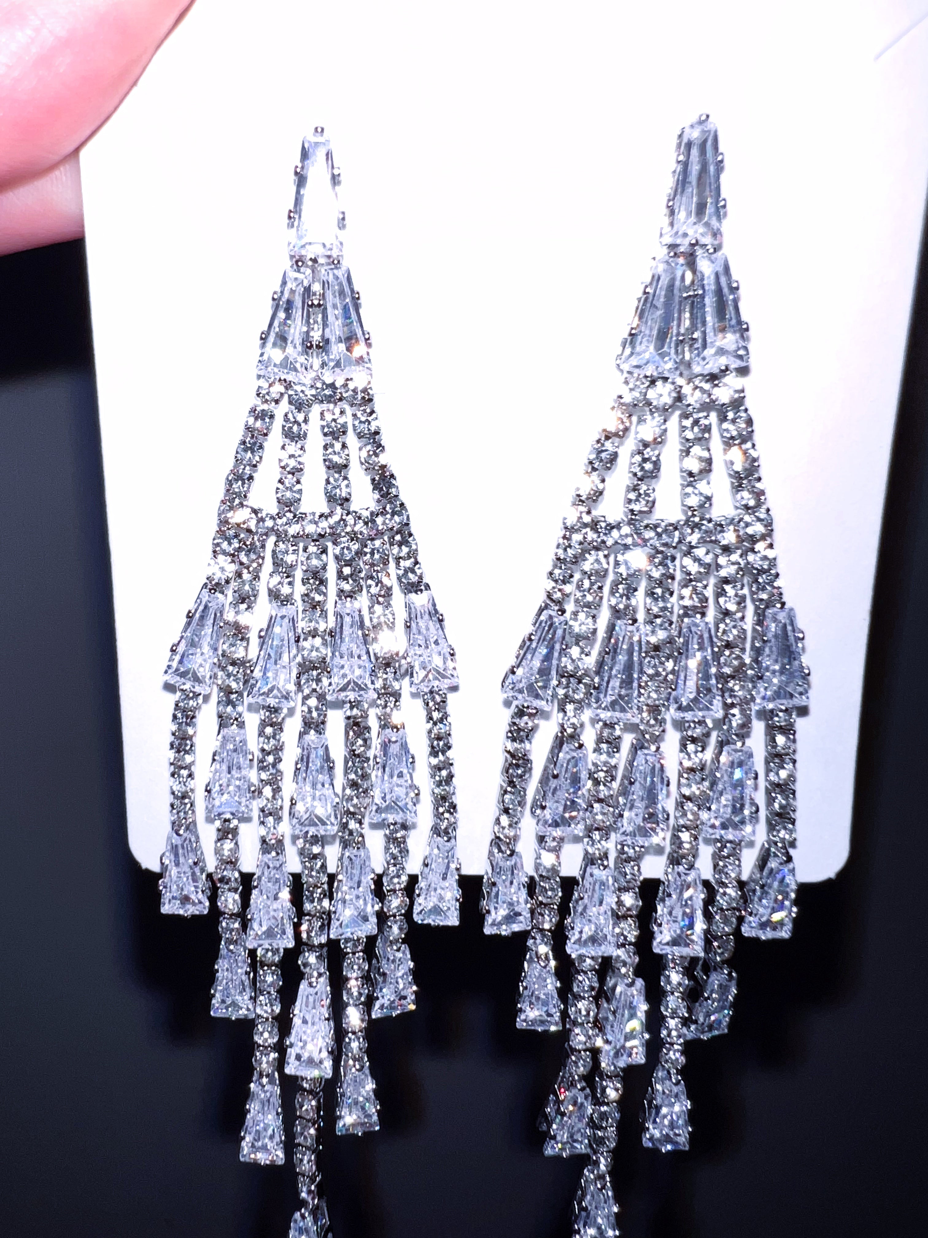 Sliver Gemstone Cascade Chandelier Earrings