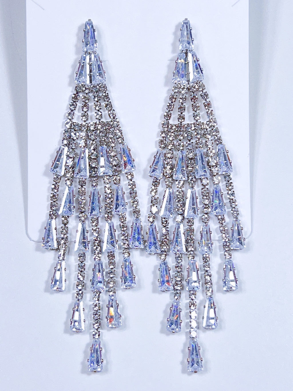 Sliver Gemstone Cascade Chandelier Earrings
