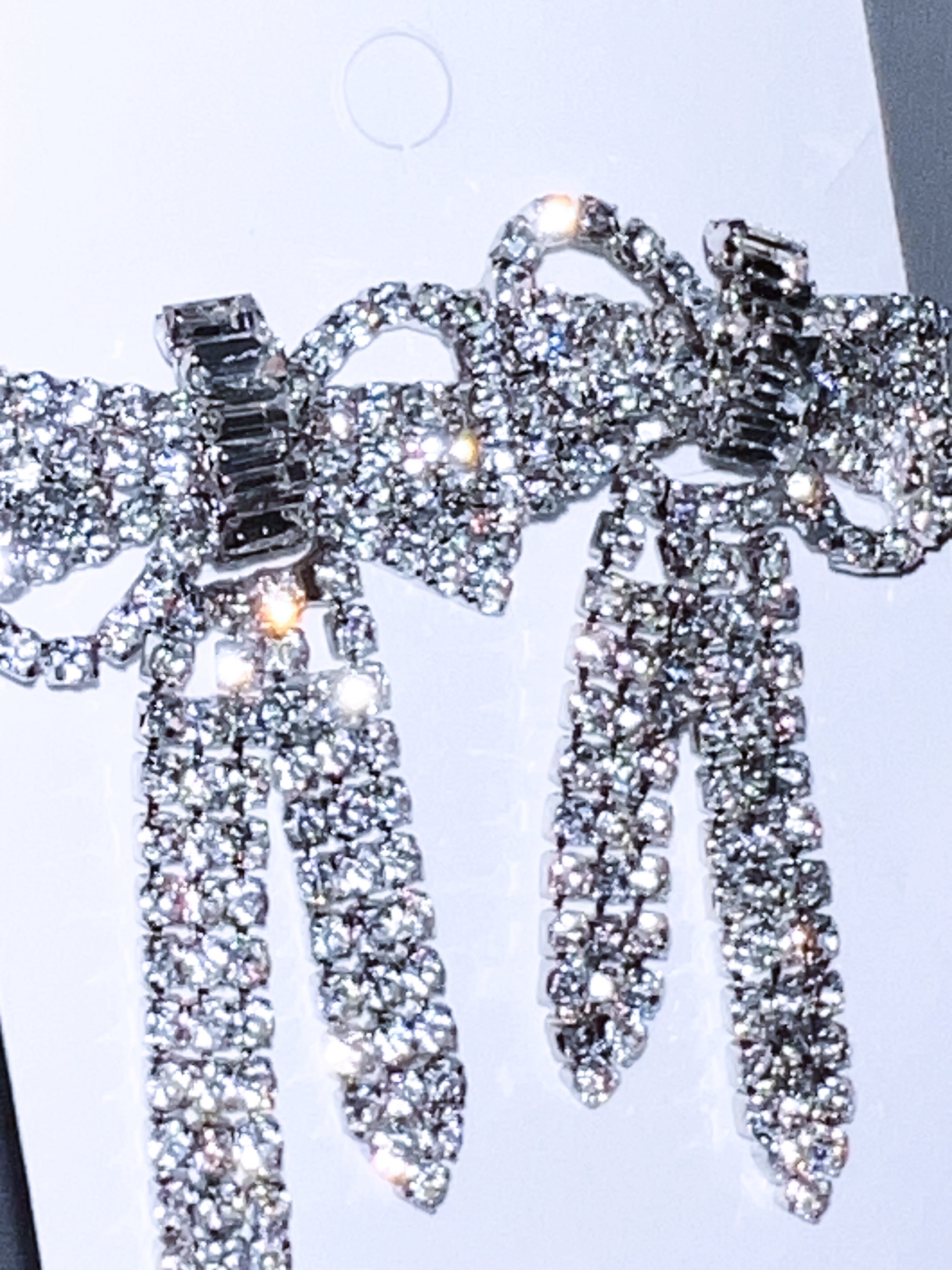 Full Rhinestone Ribbon Statement Earrings
