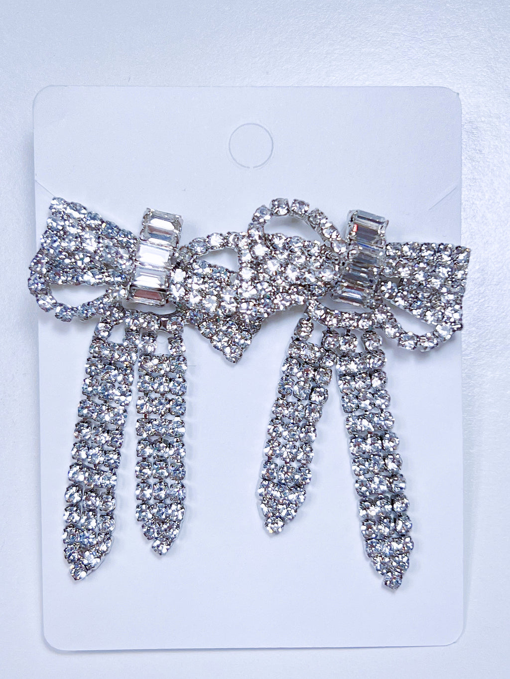 Full Rhinestone Ribbon Statement Earrings