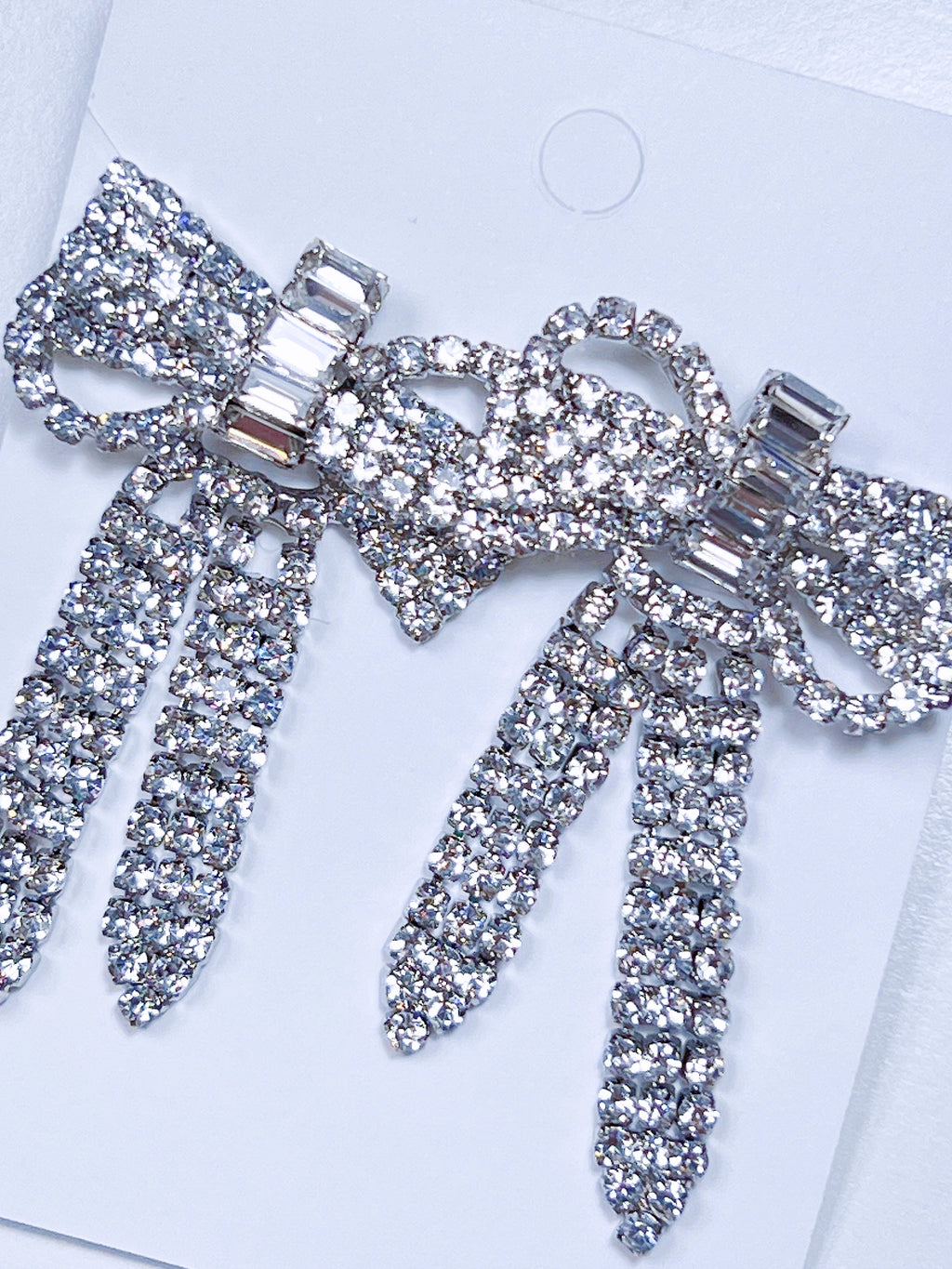 Full Rhinestone Ribbon Statement Earrings