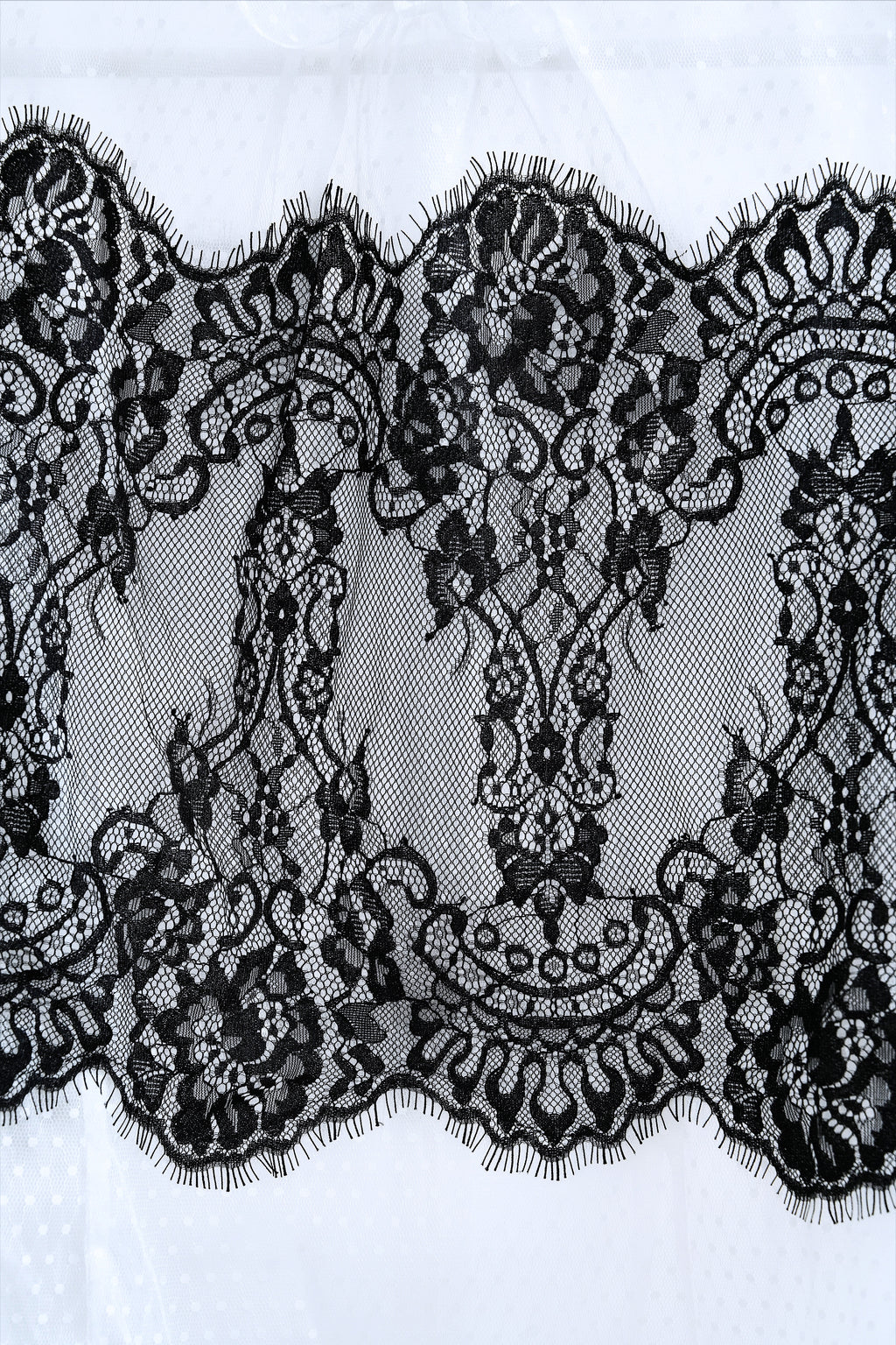 Contrast Black Lace Overlay White Sheer Mesh Blouse