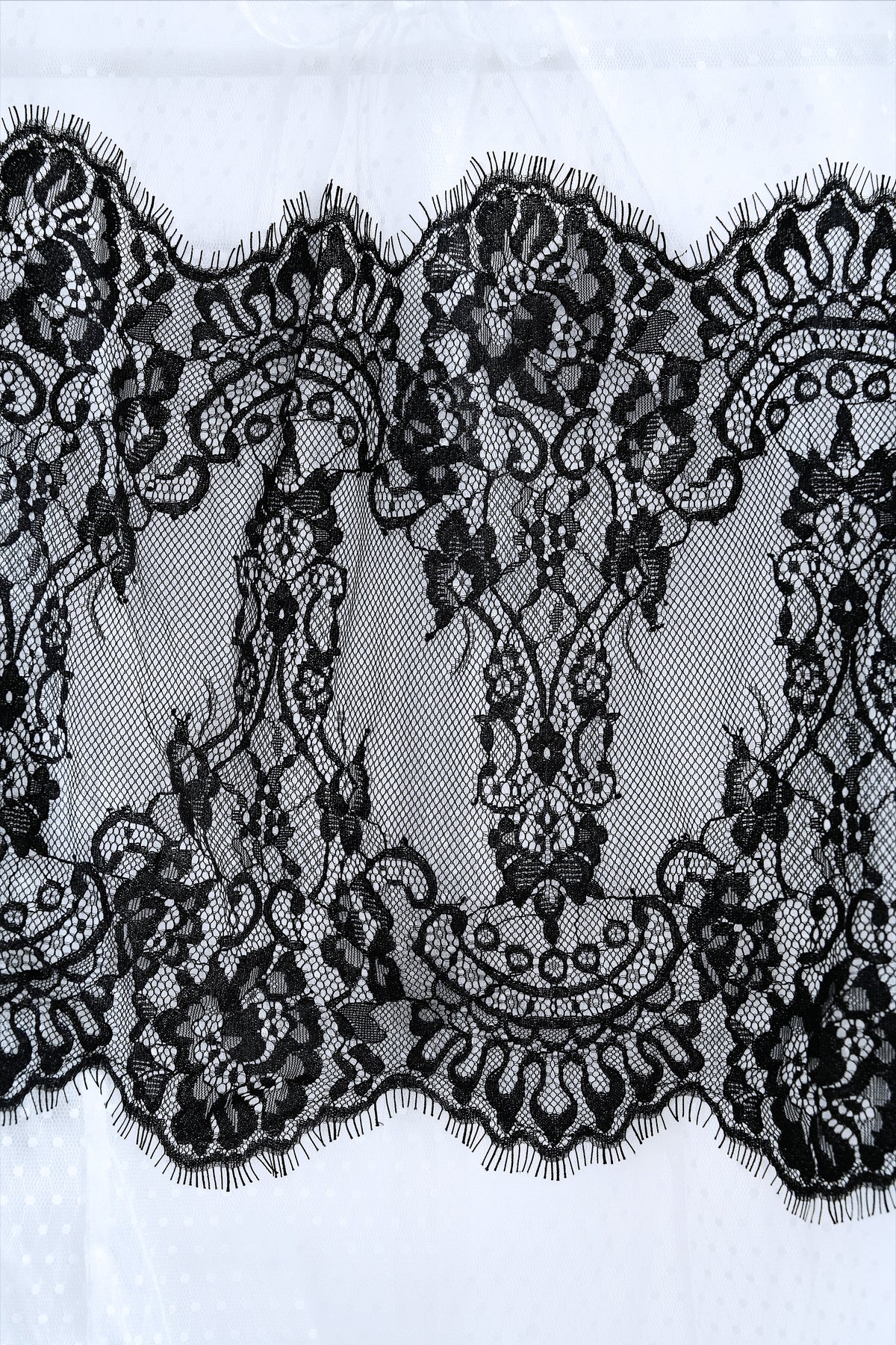 Contrast Black Lace Overlay White Sheer Mesh Blouse