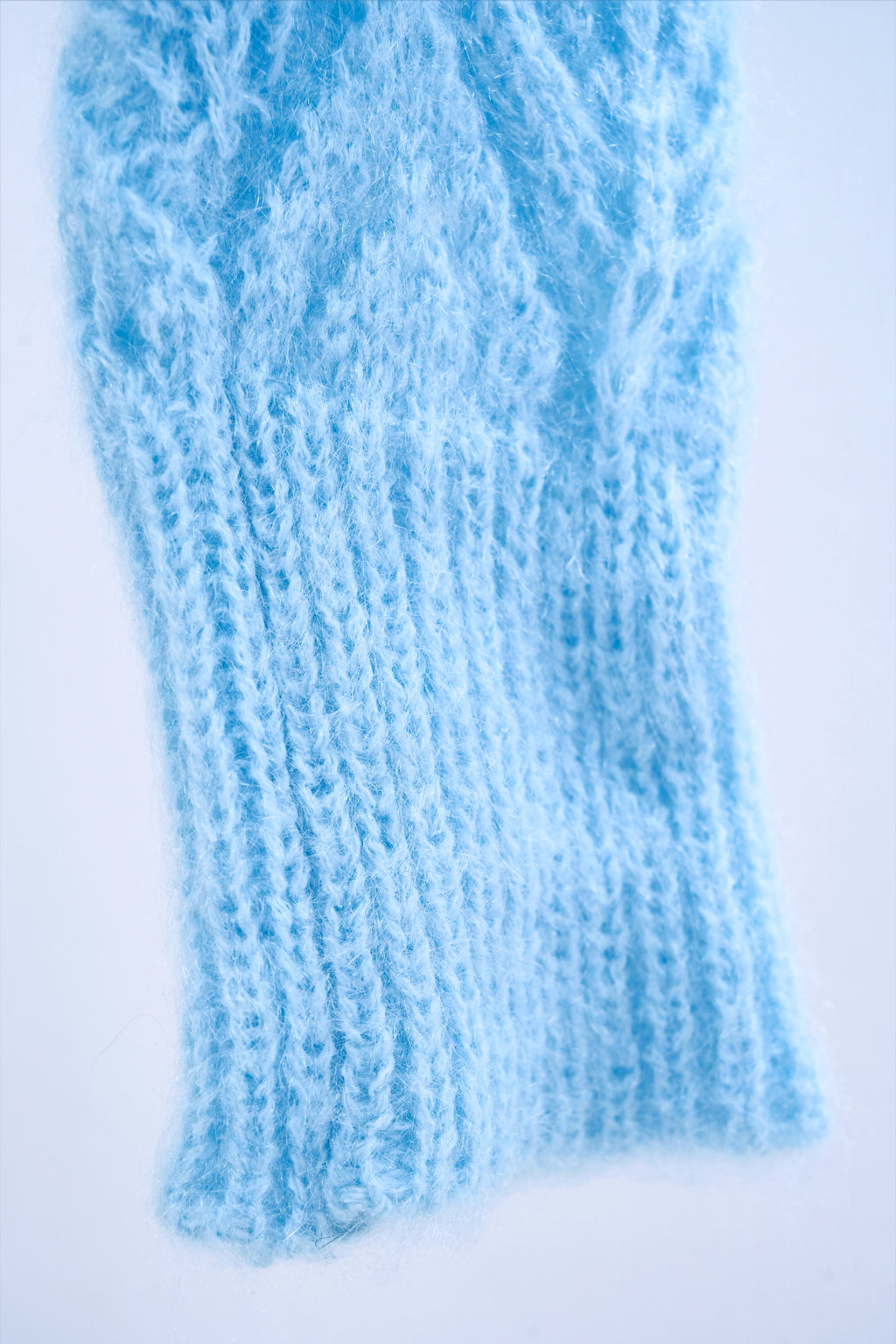 Powder Blue Knit Ribbon Decorated Buttoned Cardigan