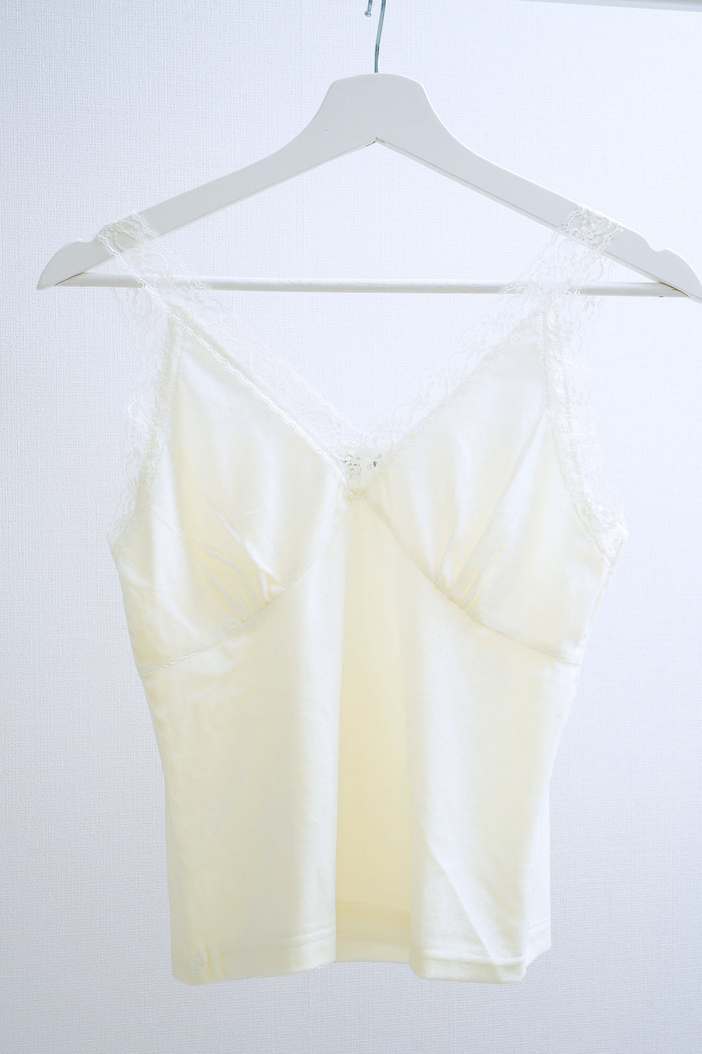 Cream Velvet V-Neck Lace-Trimmed Camisole