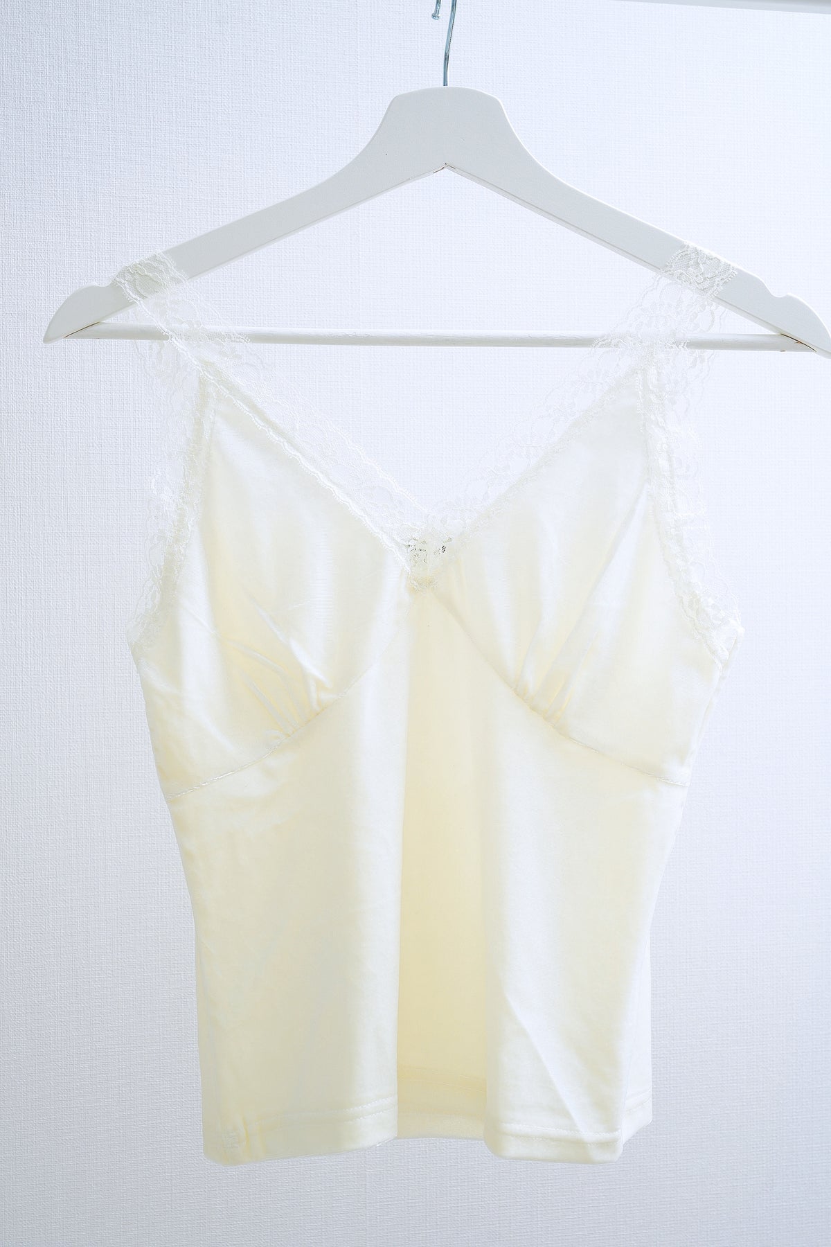 Cream Velvet V-Neck Lace-Trimmed Camisole