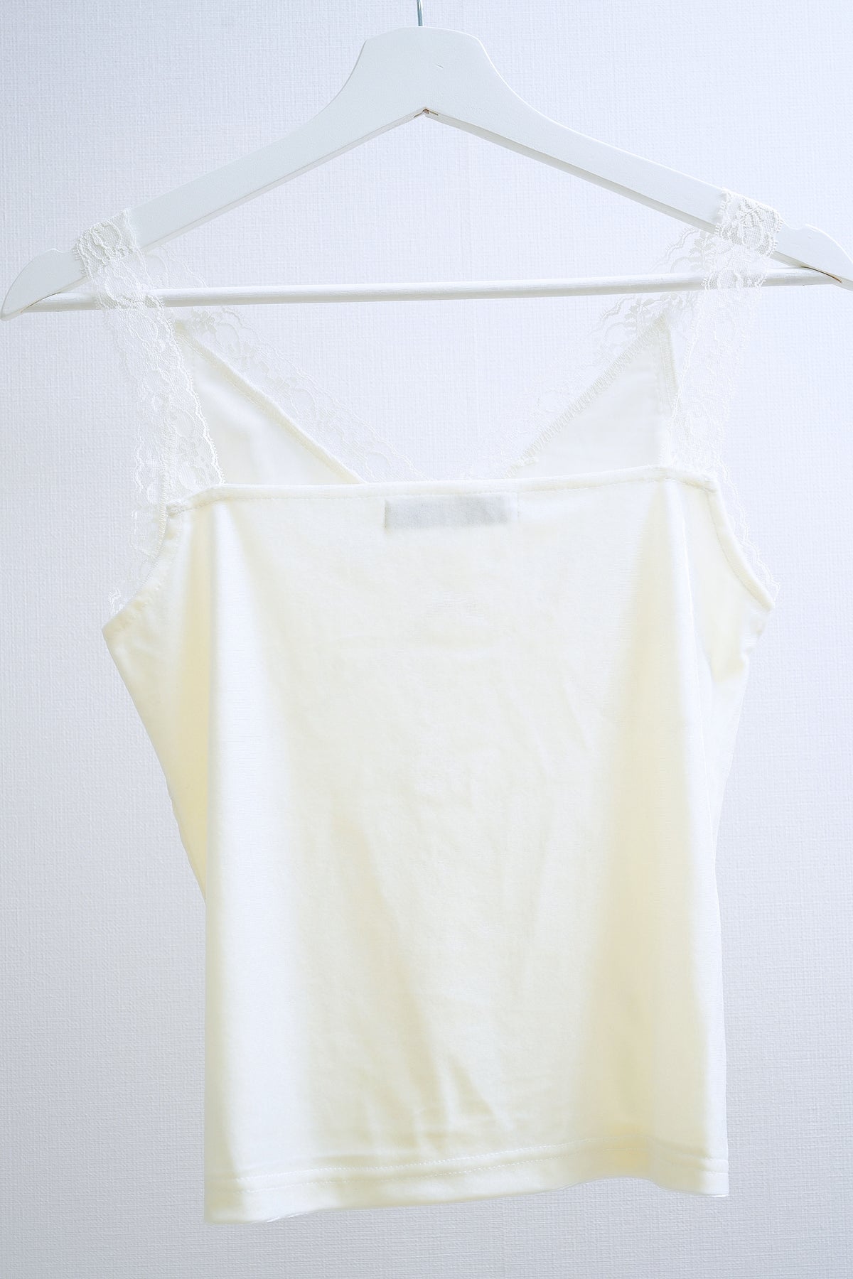 Cream Velvet V-Neck Lace-Trimmed Camisole