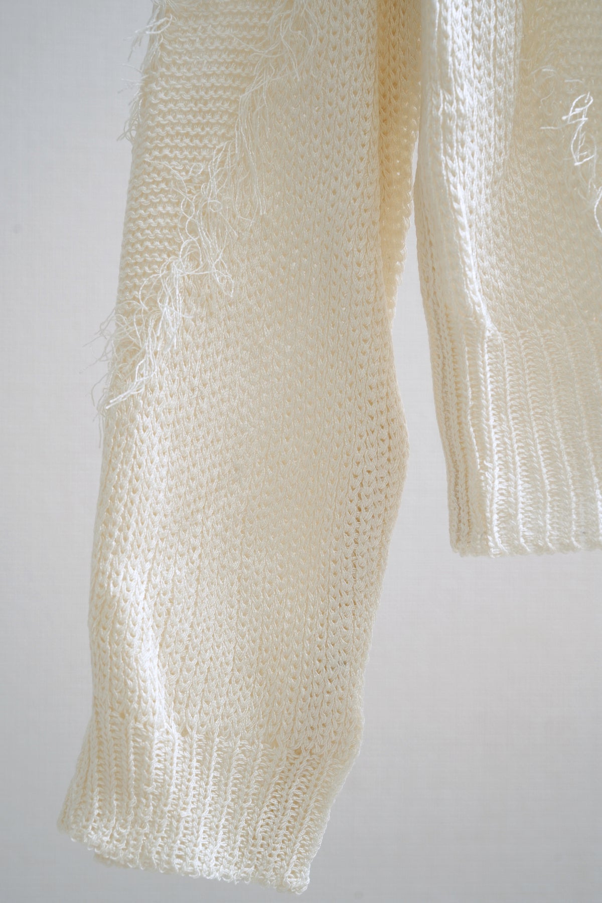 Shiny V-Neck Rhinestone Trimmed Sweater (Cream)