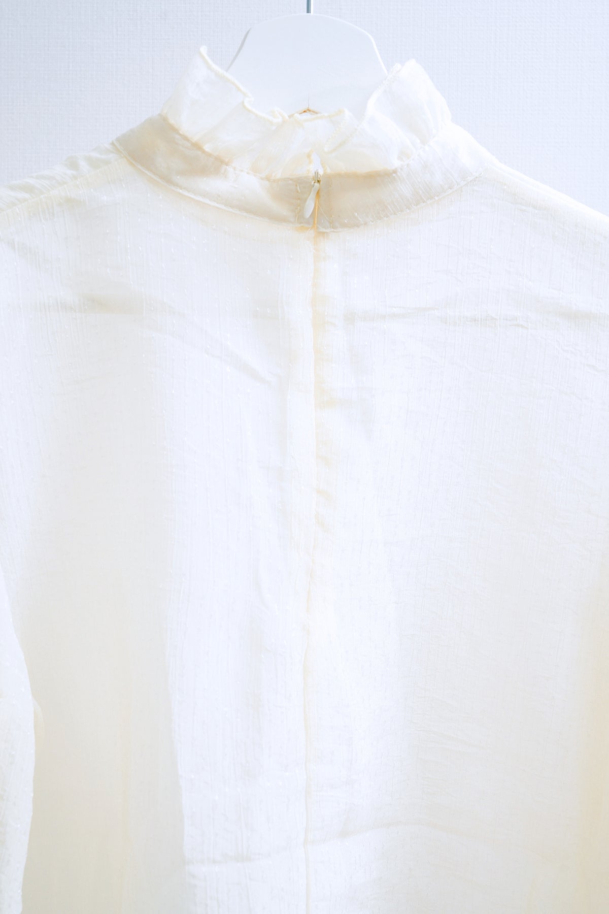 Ivory Sheer High-Neck Top & Velvet Lace Blouse Set