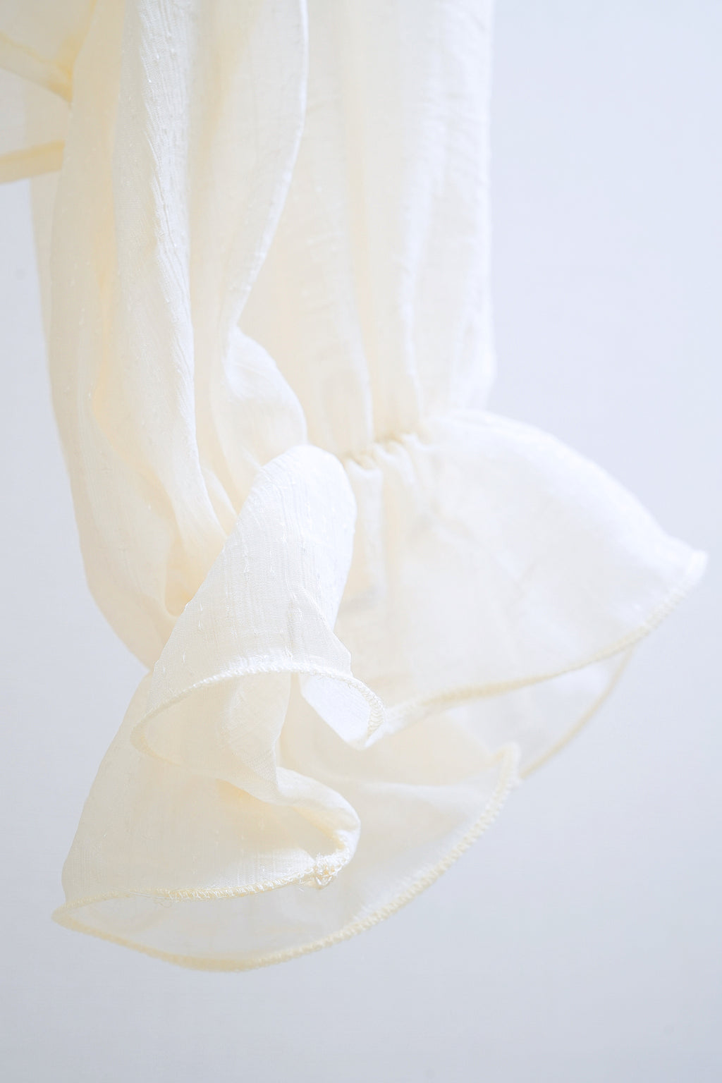 Ivory Sheer Organza Ruffled High-Neck Blouse