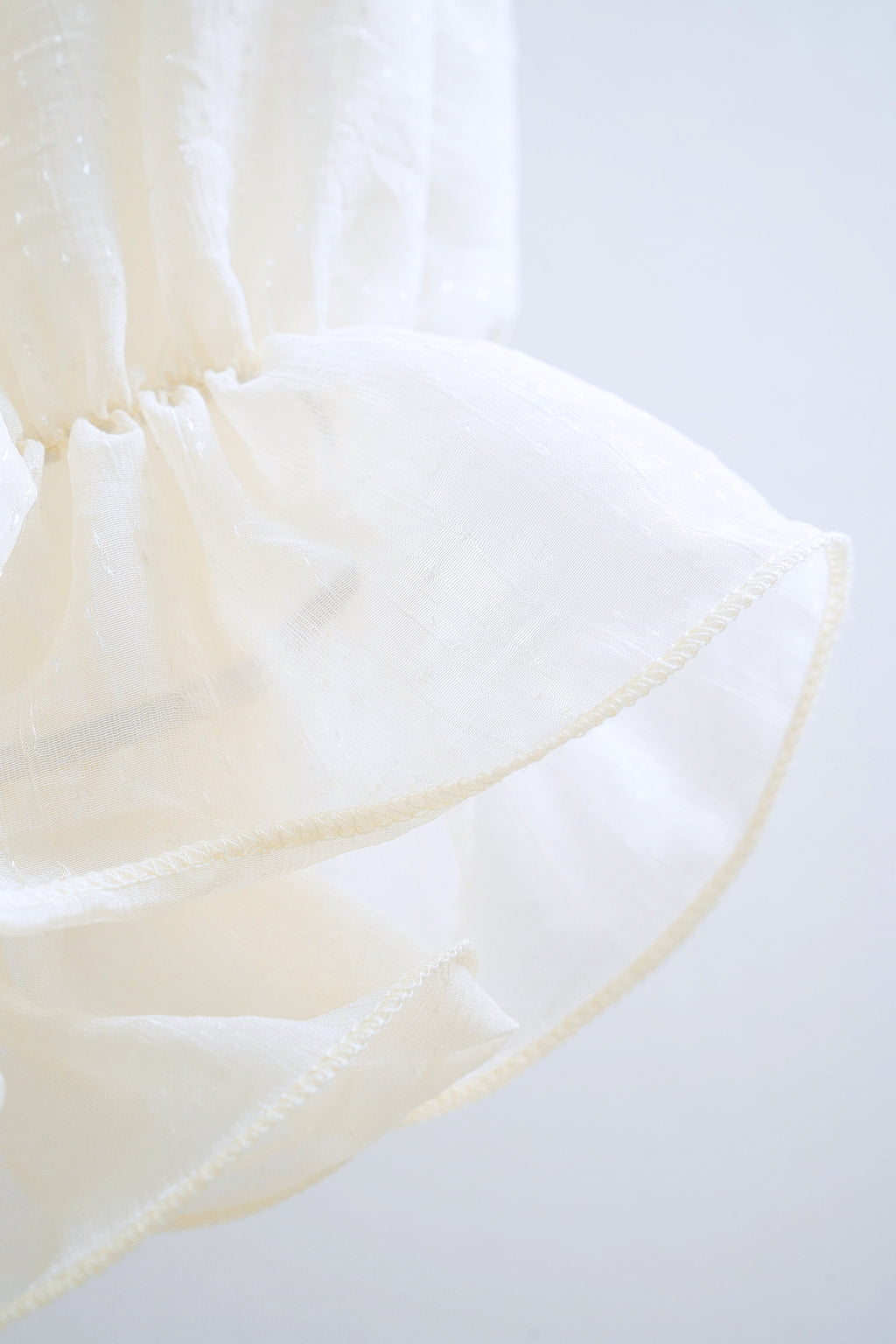 Ivory Sheer Organza Ruffled High-Neck Blouse