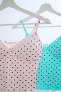 Polka Dot Ribbed Lace-Trimmed Cami