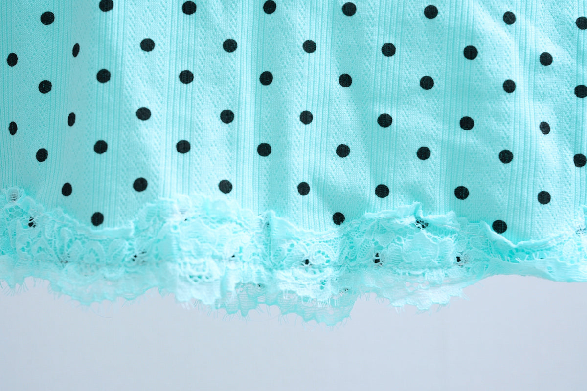 Polka Dot Ribbed Lace-Trimmed Cami (Mint)