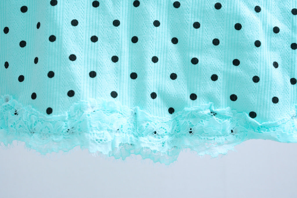 Polka Dot Ribbed Lace-Trimmed Cami