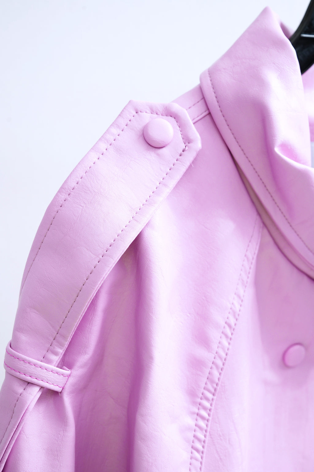 Bubblegum Pink Stand Collar Faux Leather Jacket (Pink/Brown/Black)