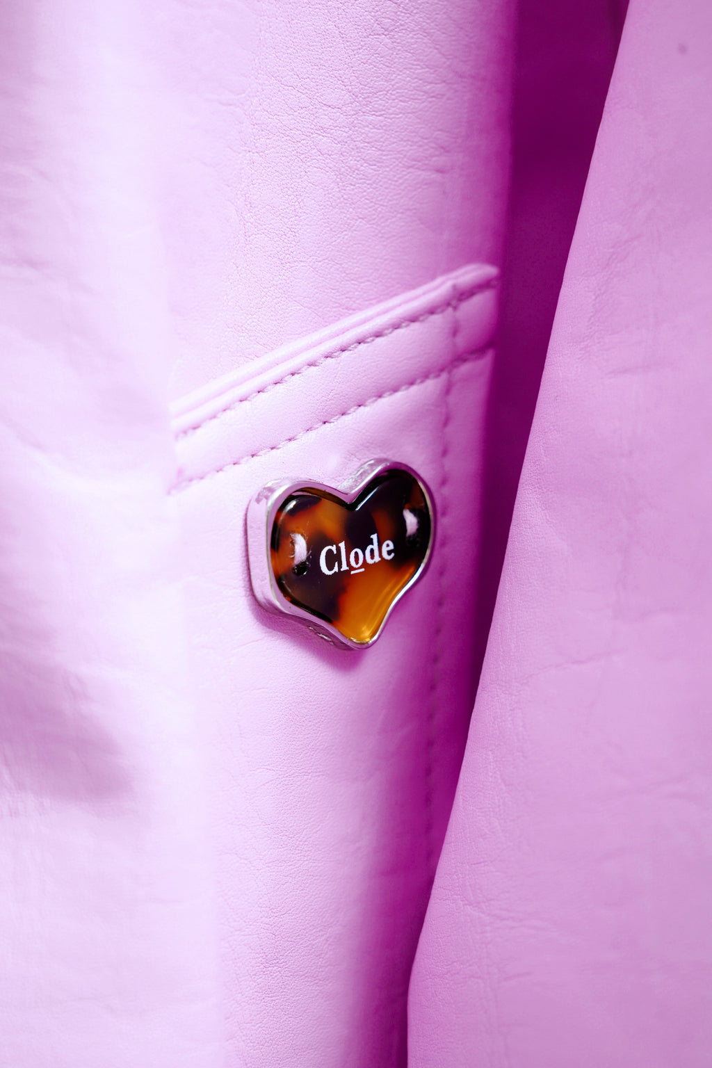 Bubblegum Pink Stand Collar Faux Leather Jacket (Pink/Brown/Black)