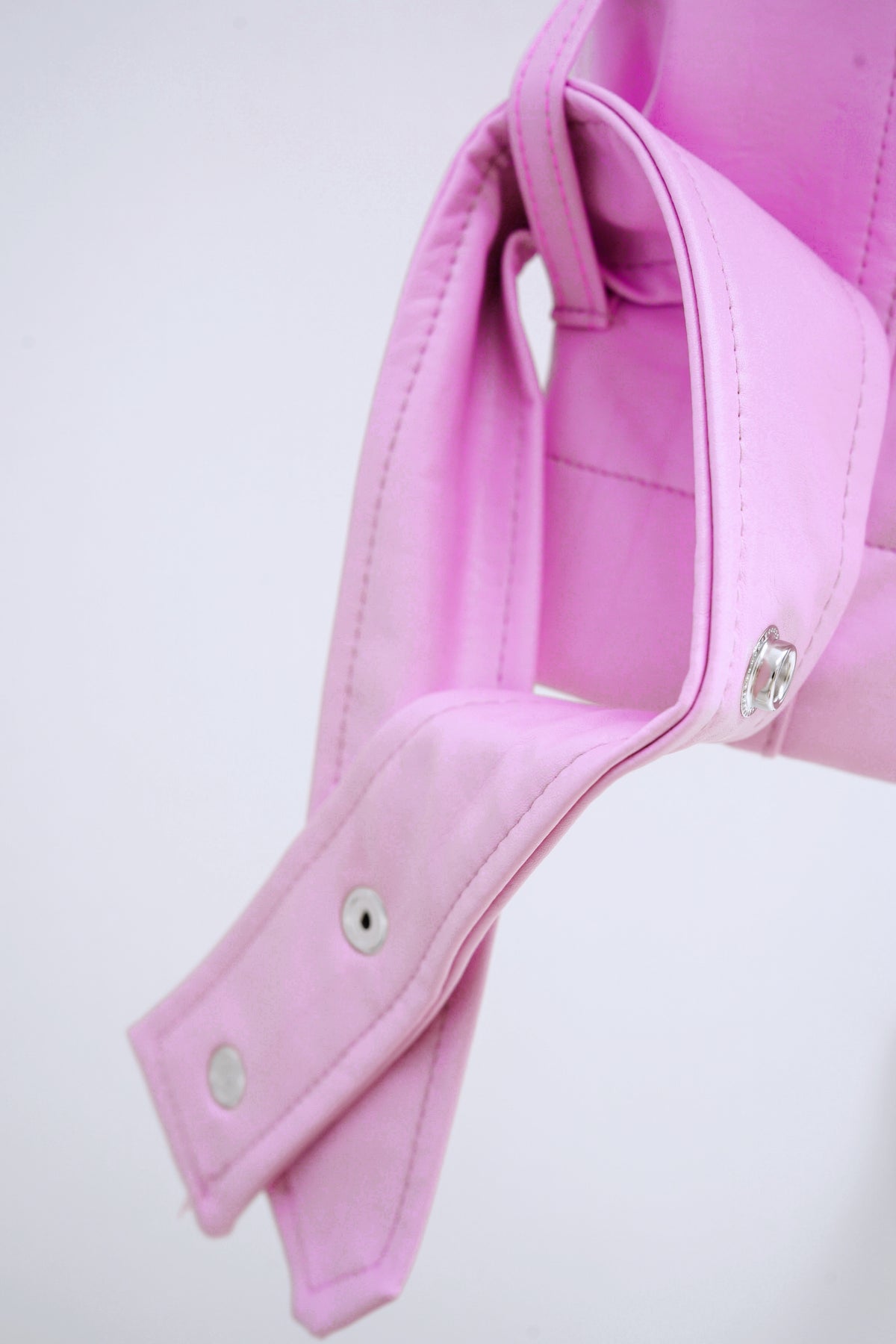 Bubblegum Pink Stand Collar Faux Leather Jacket (Pink/Brown/Black)