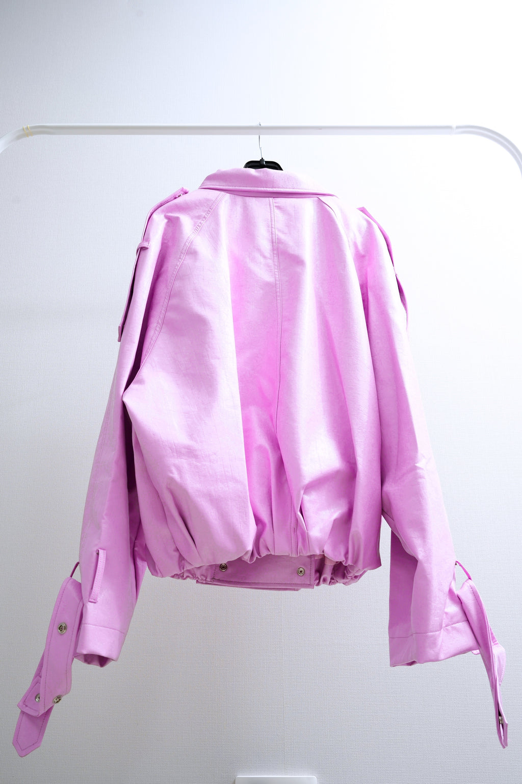 Bubblegum Pink Stand Collar Faux Leather Jacket (Pink/Brown/Black)