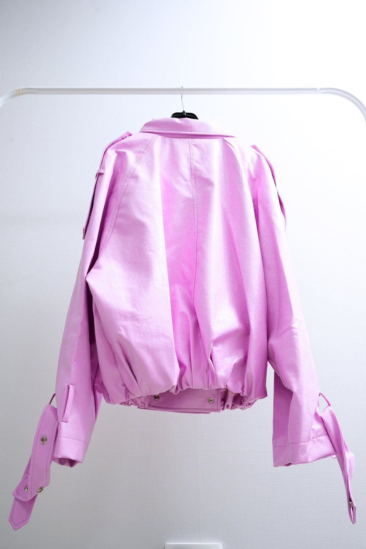 Bubblegum Pink Stand Collar Faux Leather Jacket (Pink/Brown/Black)