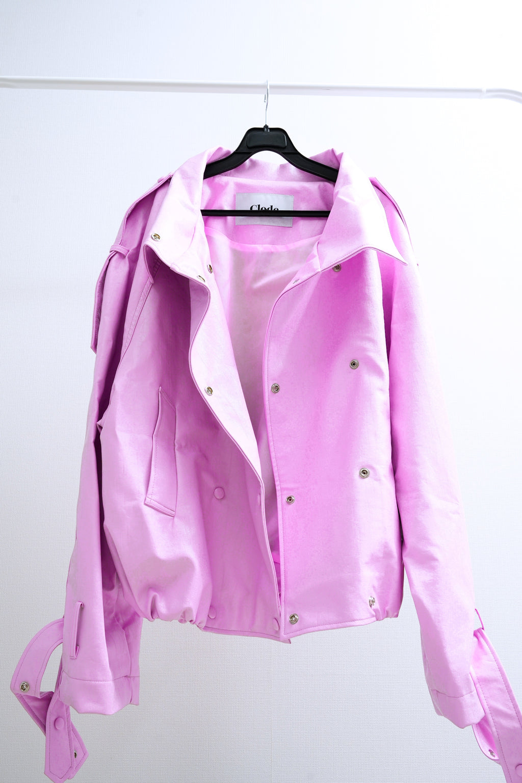 Bubblegum Pink Stand Collar Faux Leather Jacket (Pink/Brown/Black)