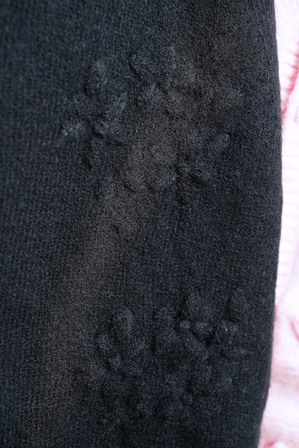 Contrast Black & Pink Layered Ruffle Trim Knit Cardigan