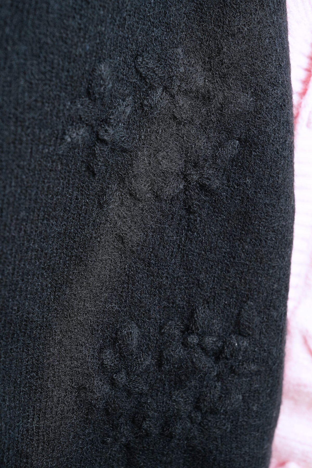 Contrast Black & Pink Layered Ruffle Trim Knit Cardigan