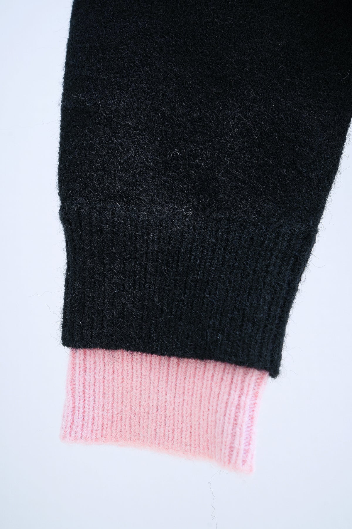 Contrast Black & Pink Layered Ruffle Trim Knit Cardigan