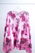 Pink Jacquard V-Neck Oversized Cardigan