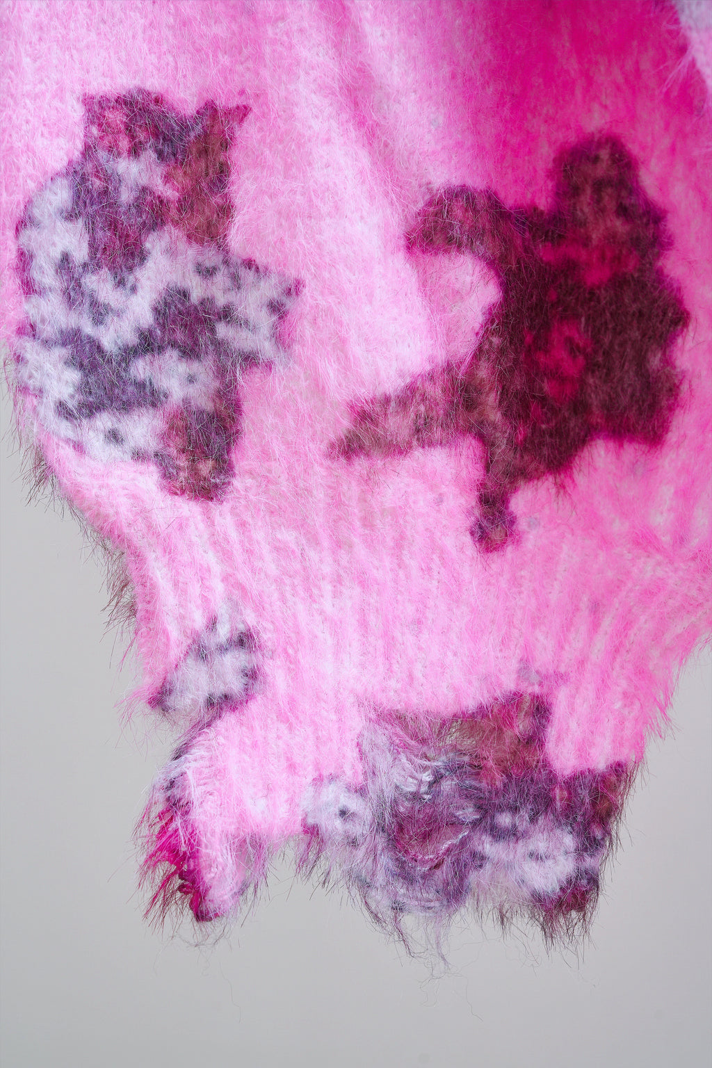 Pink Jacquard V-Neck Oversized Cardigan