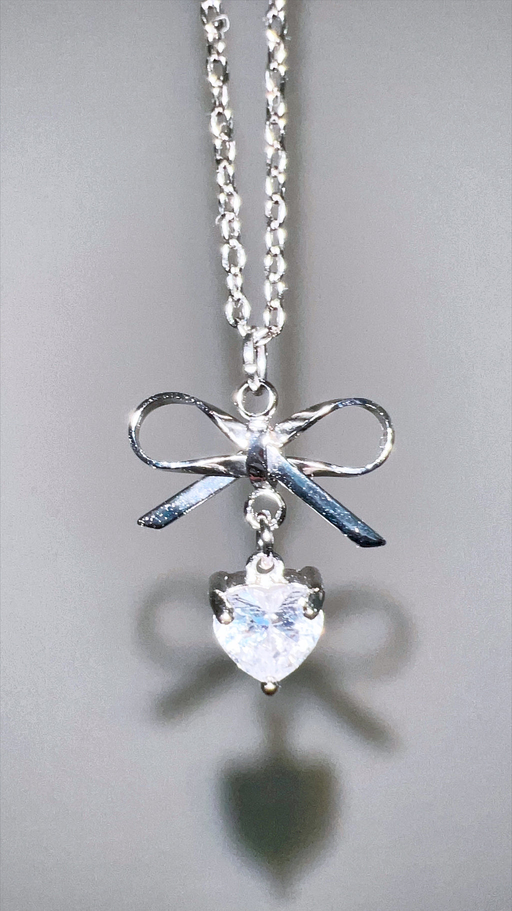 Ribbon Heart Stone Necklace