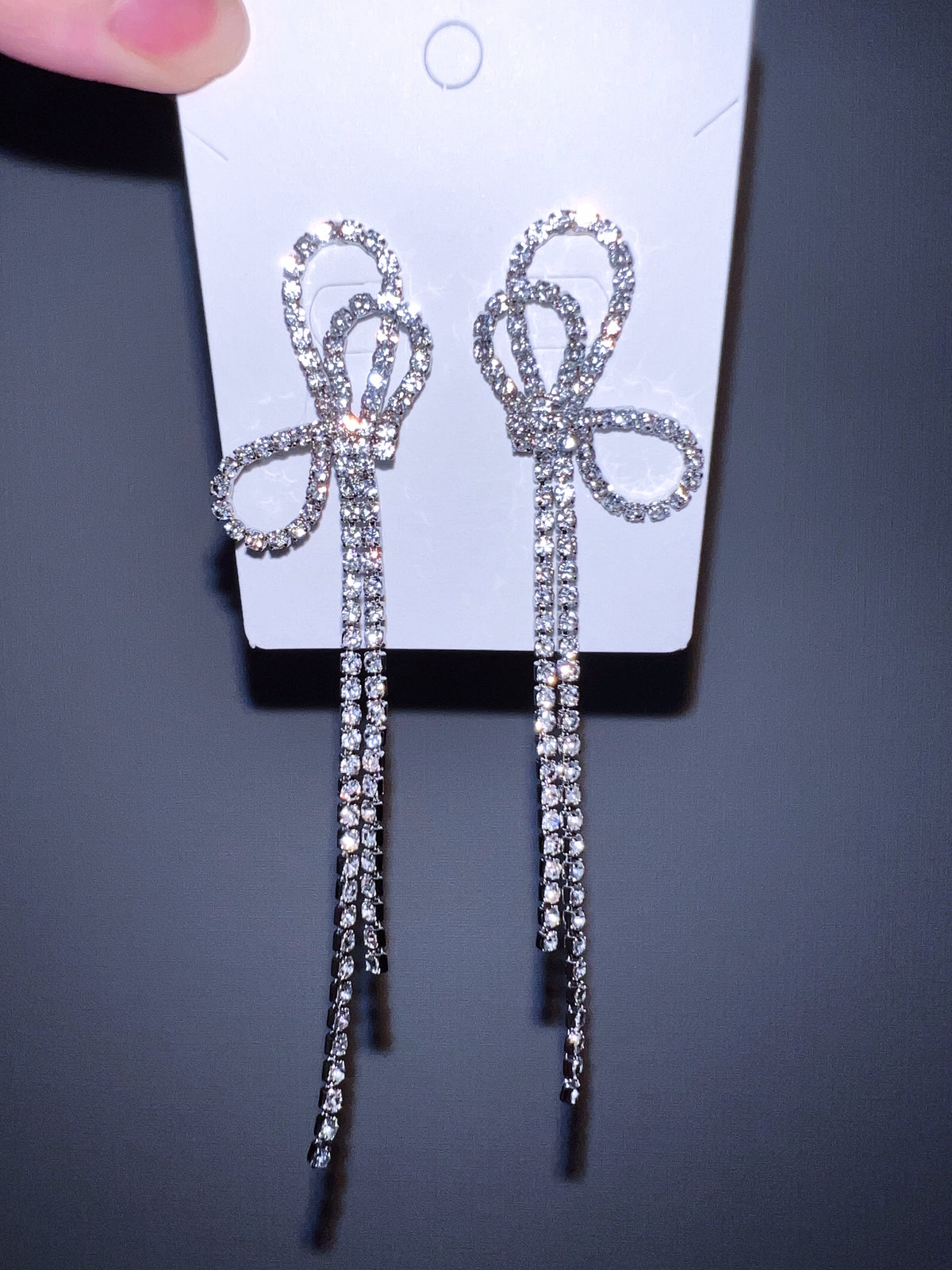 SIde Way Sparkle Ribbon Earrings