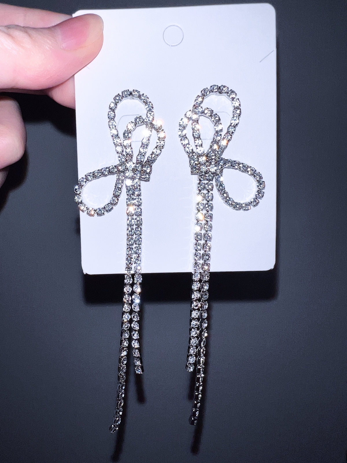 SIde Way Sparkle Ribbon Earrings