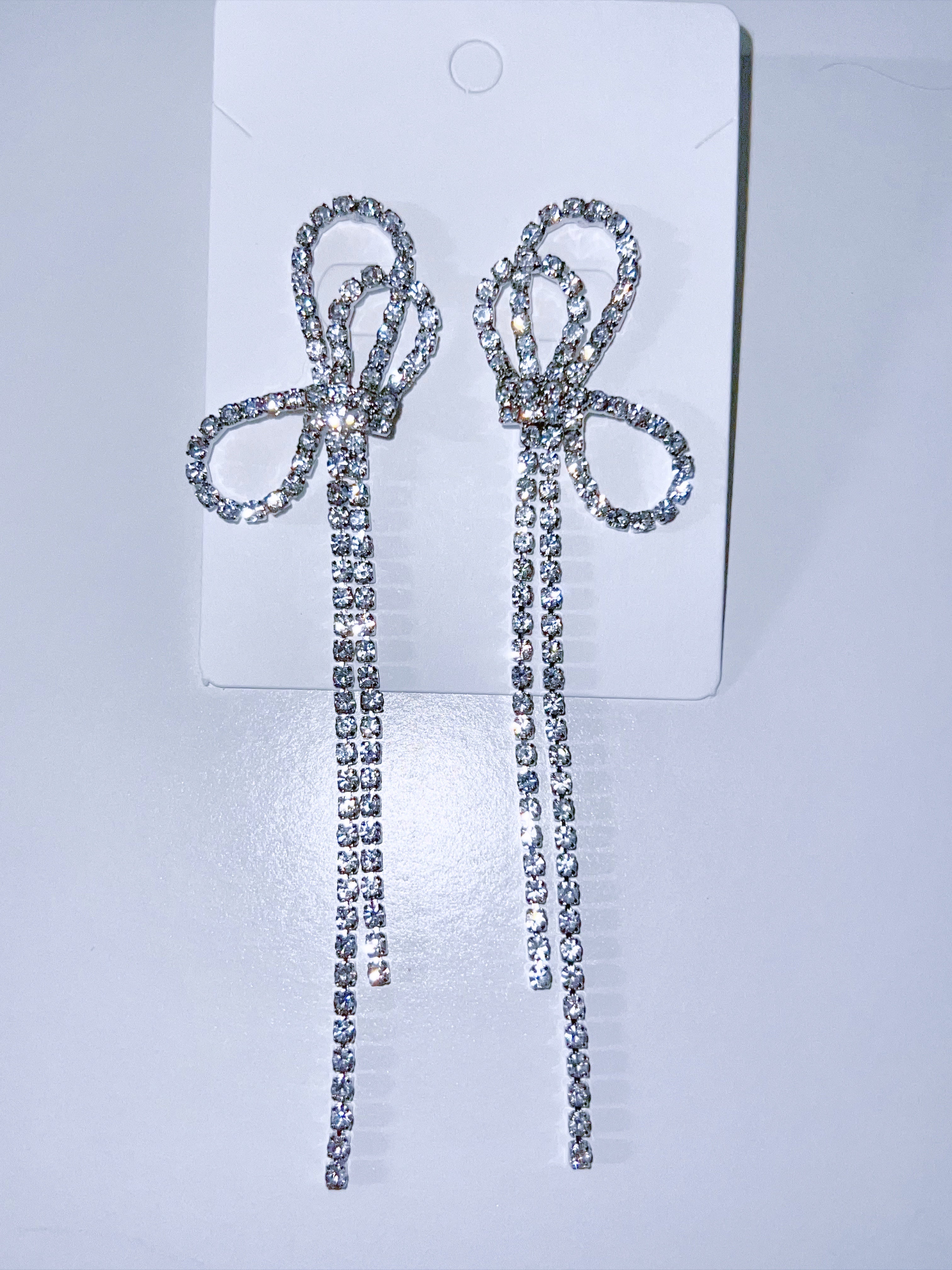 SIde Way Sparkle Ribbon Earrings