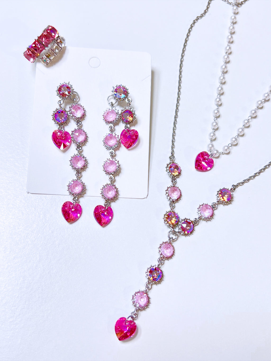 HEART to u Heart drop earrings (Pink)