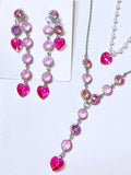 (PINK SET) HEART to u Heart Earrings & Neckalce