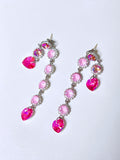 HEART to u Heart drop earrings (Pink)