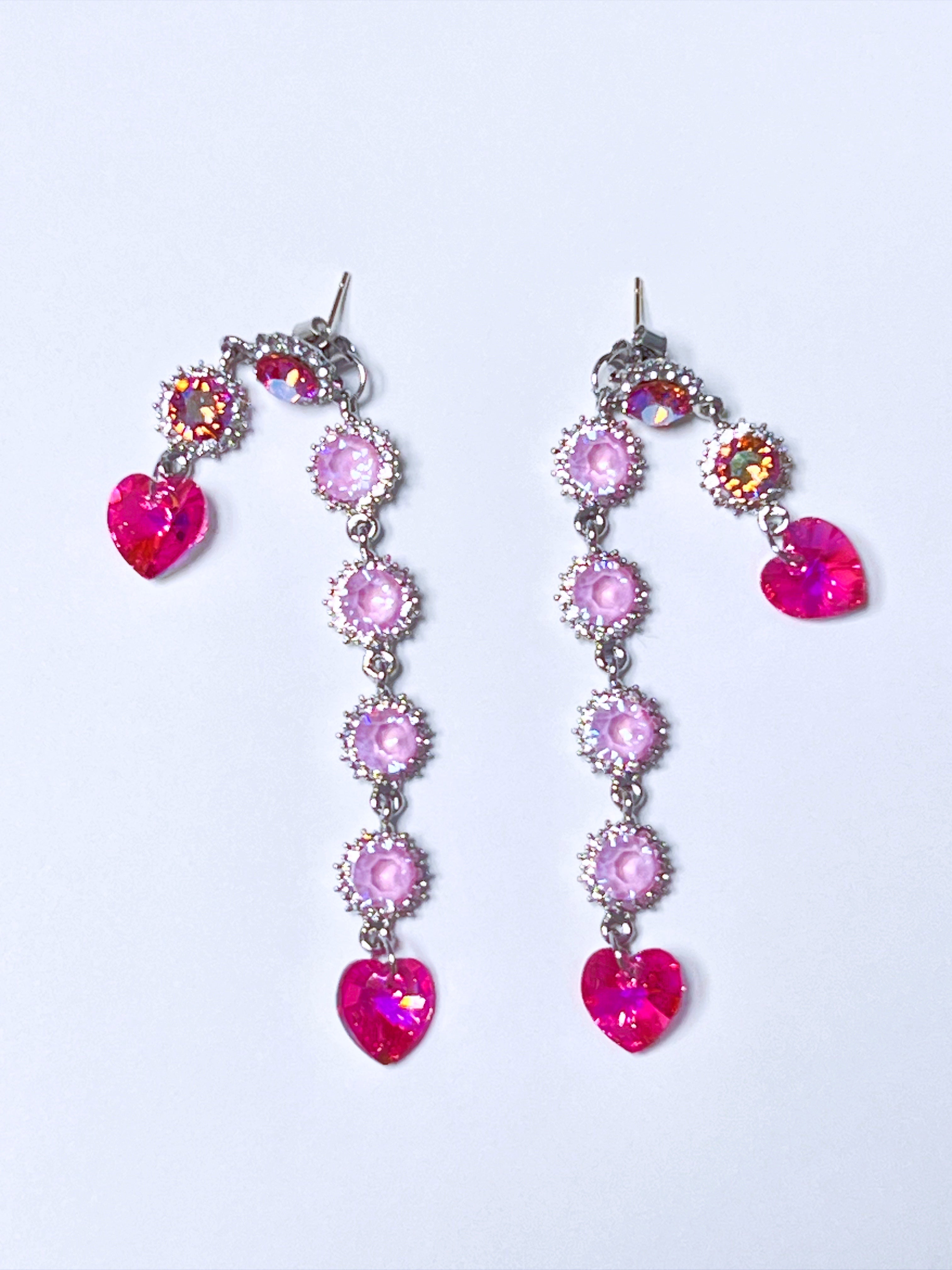 HEART to u Heart drop earrings (Pink)