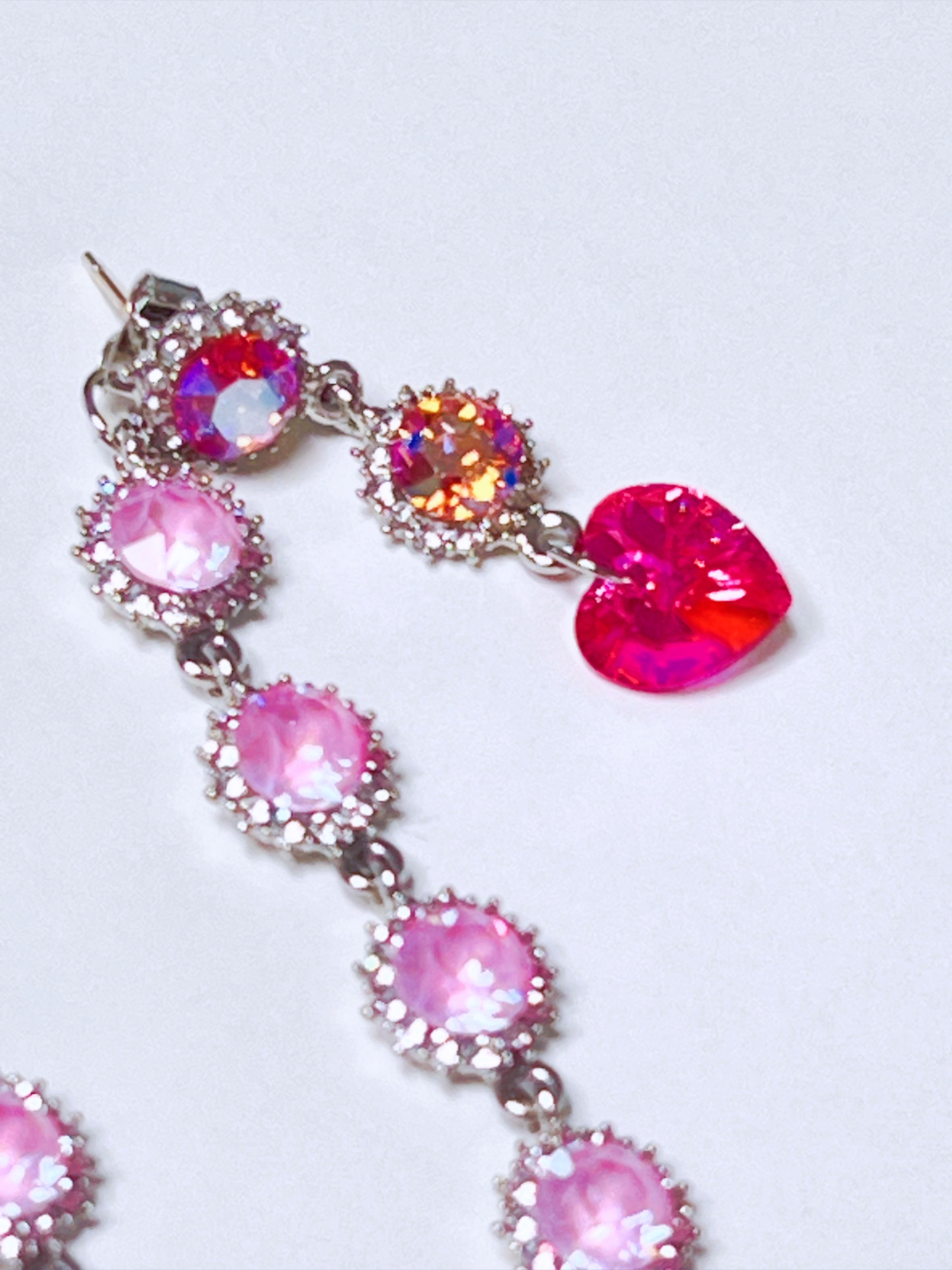 HEART to u Heart drop earrings (Pink)