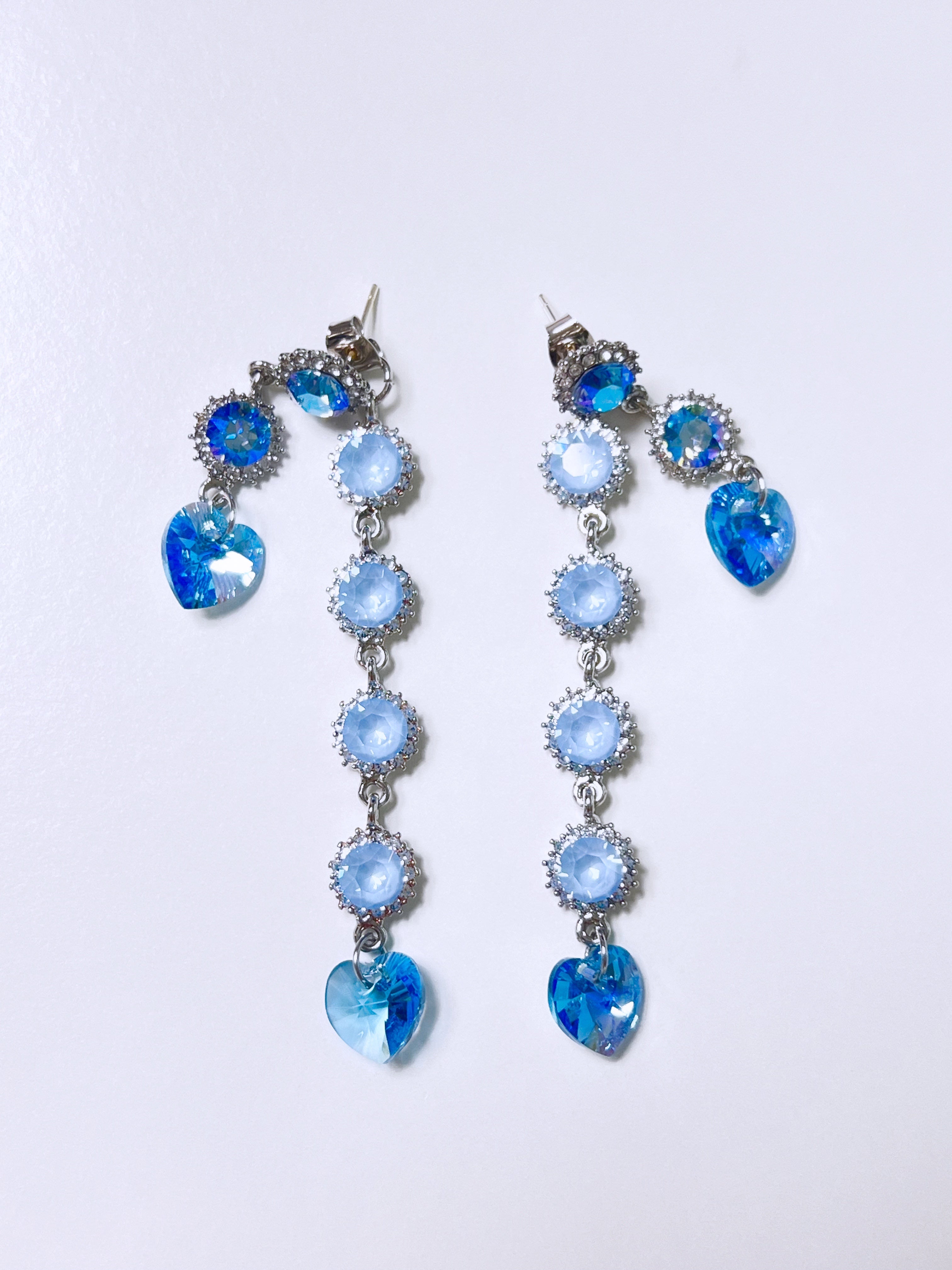 (BLUE SET) HEART to u Heart Earrings & Necklace