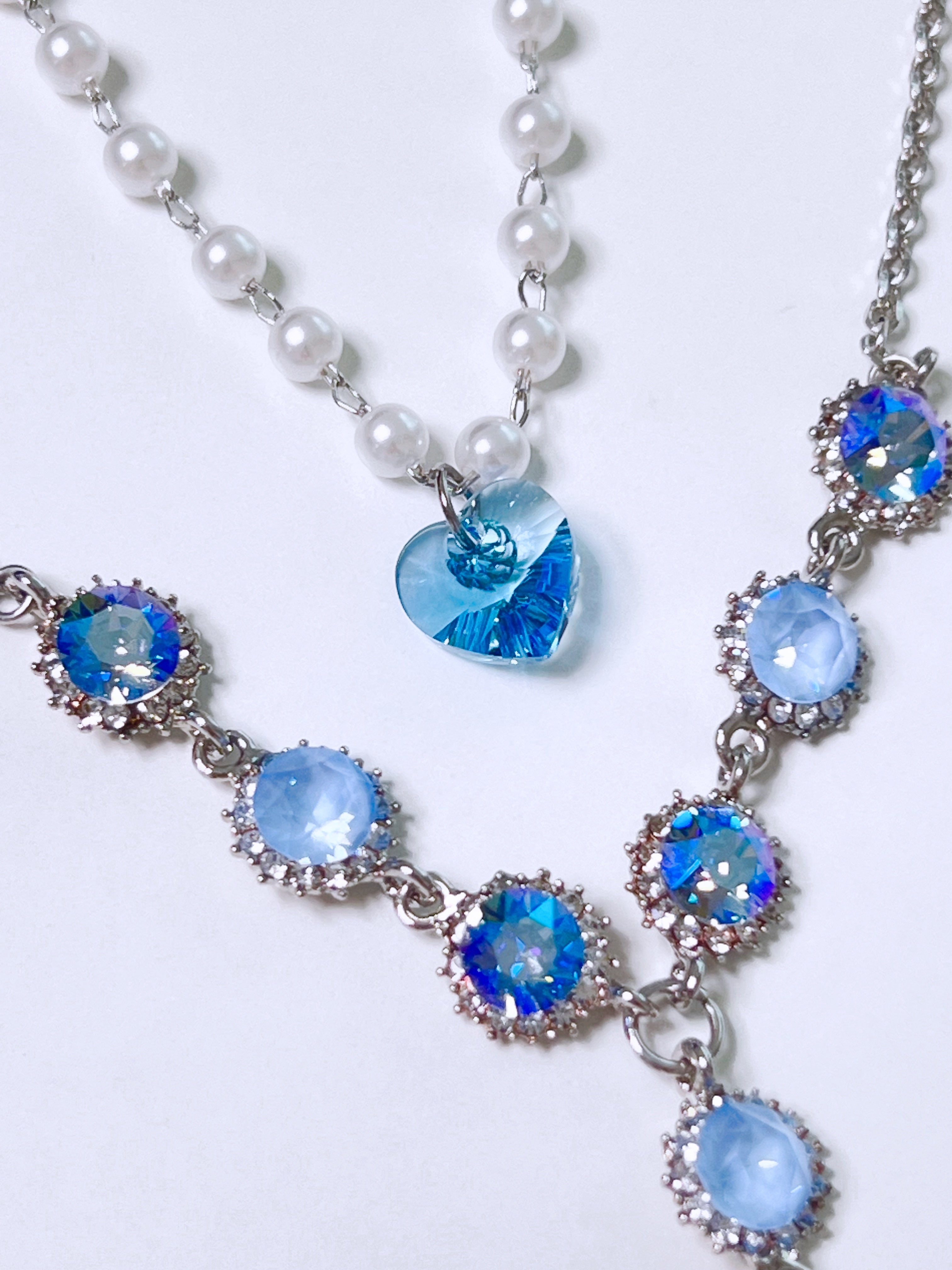 (BLUE SET) HEART to u Heart Earrings & Necklace