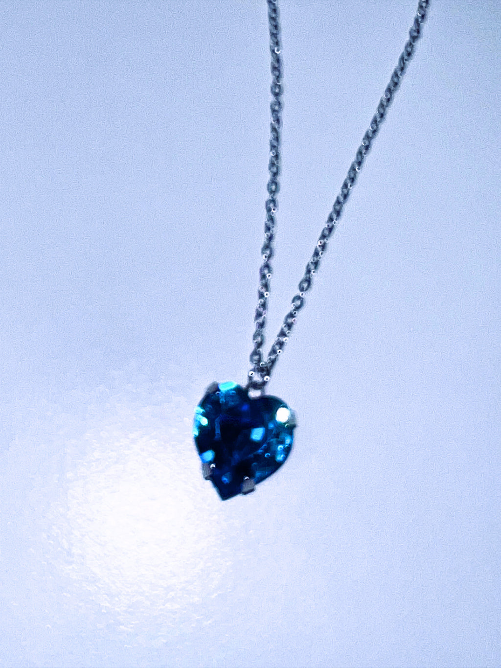 (SET) Sapphire Heart Earrings & Necklace