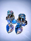 Cosmic Blue Gemstone & Crystal Heart Earrings