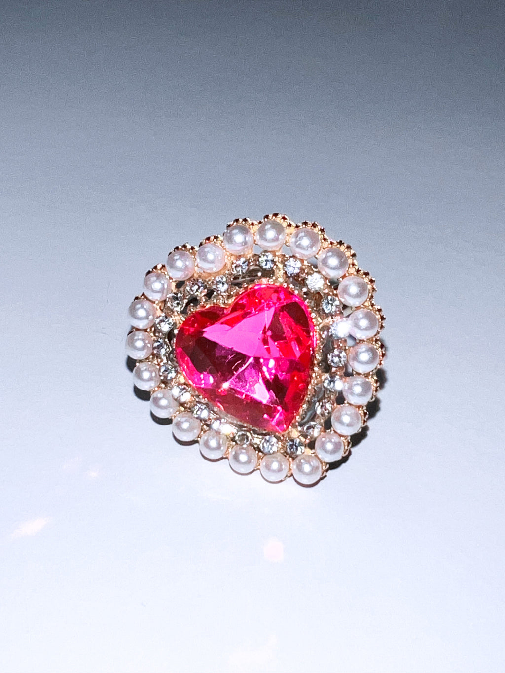 Coquette Imperial Heart Gemstone Statement Ring (Magenta)