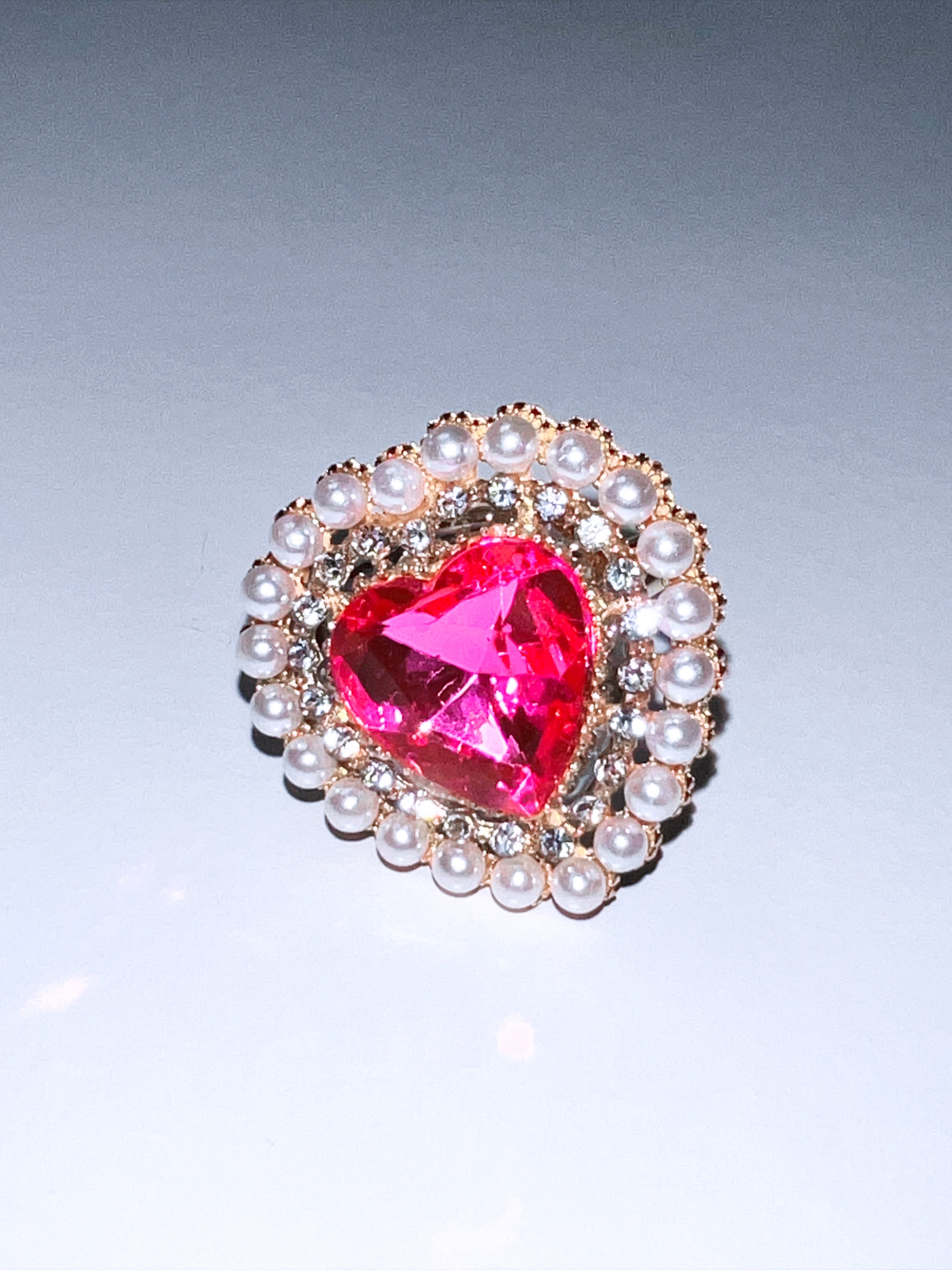 Coquette Imperial Heart Gemstone Statement Ring (Magenta)