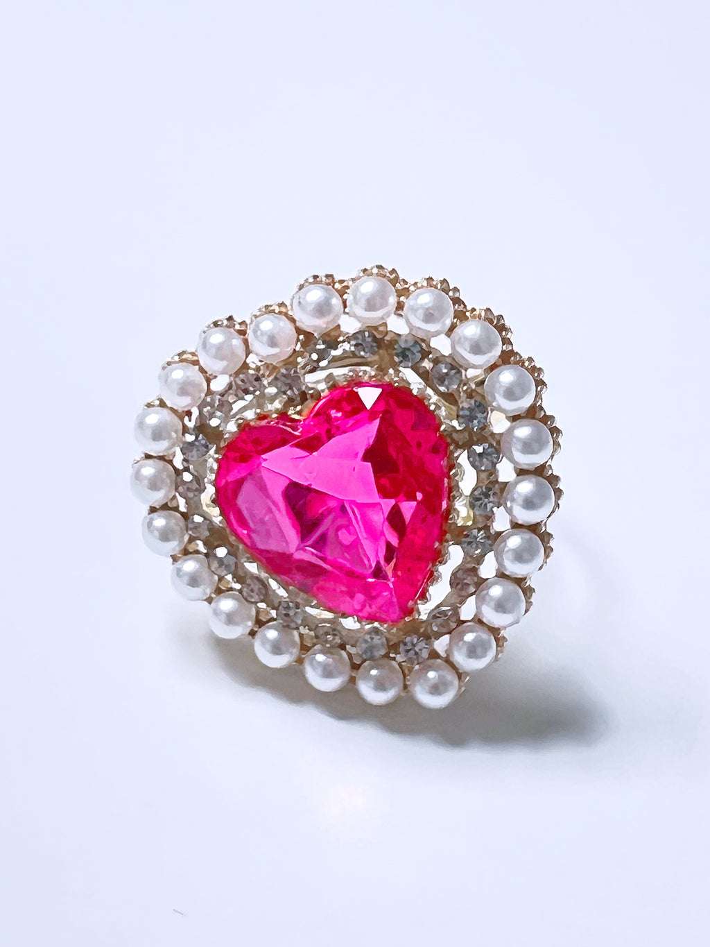Coquette Imperial Heart Gemstone Statement Ring (Magenta)