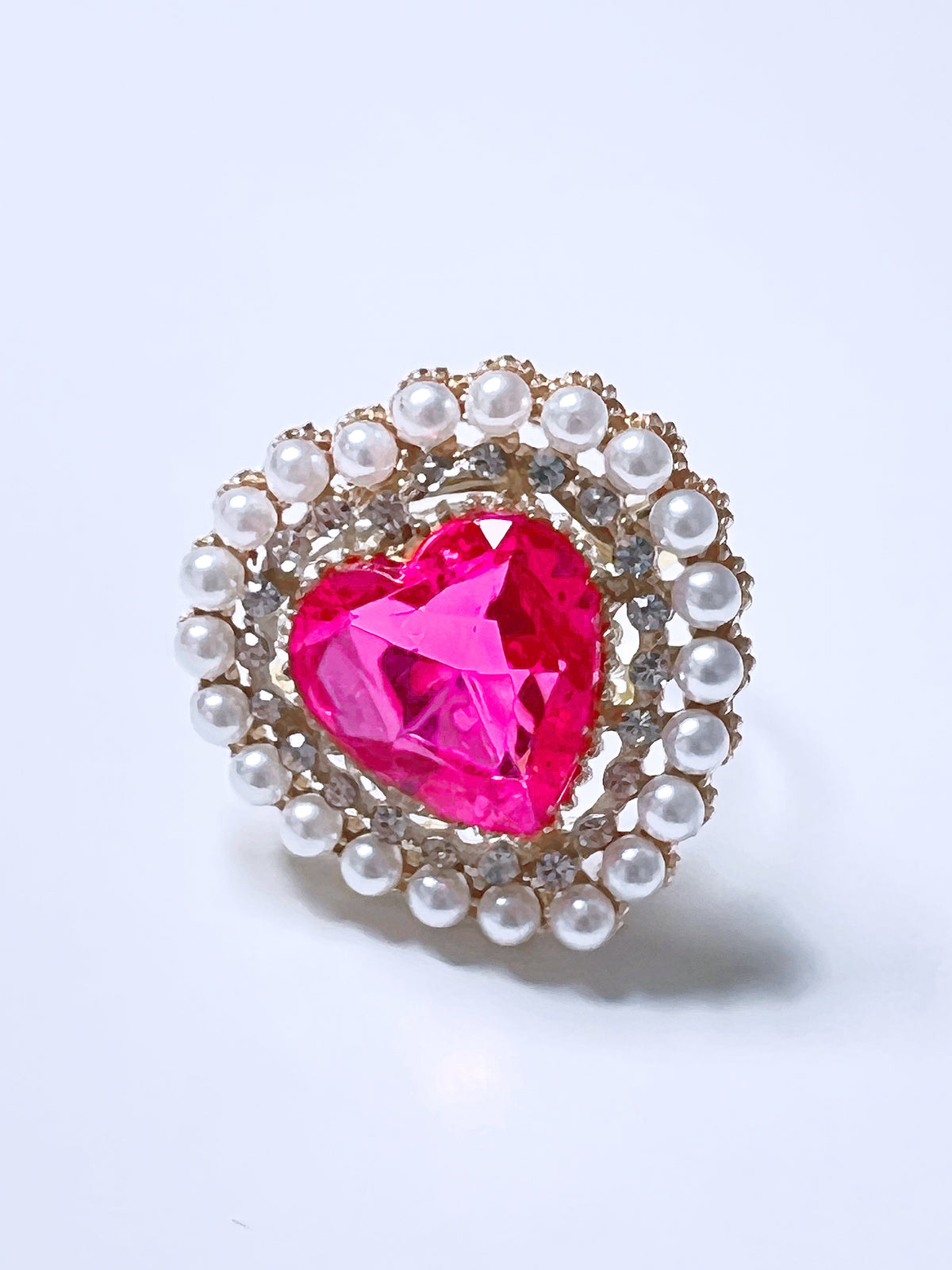 Coquette Imperial Heart Gemstone Statement Ring (Magenta)