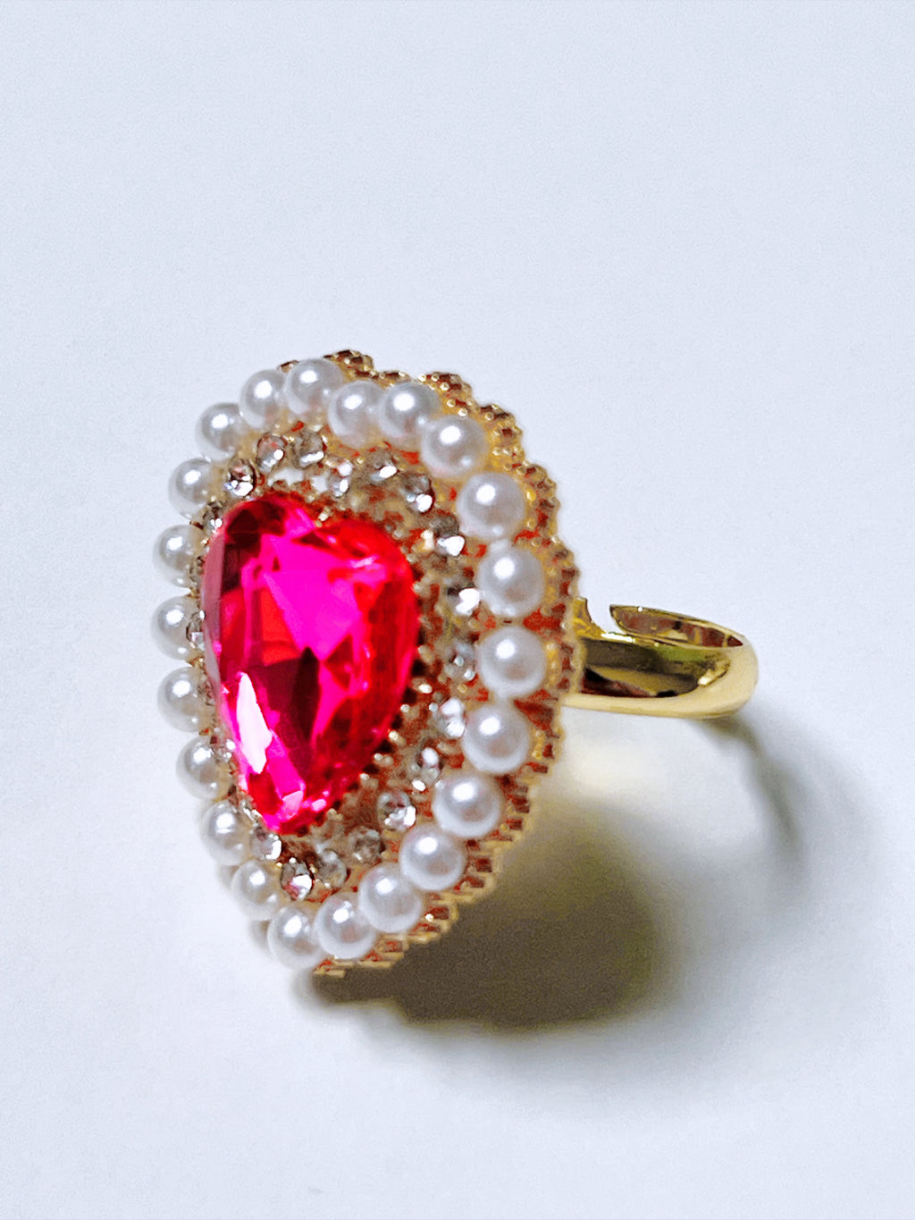 Coquette Imperial Heart Gemstone Statement Ring (Magenta)
