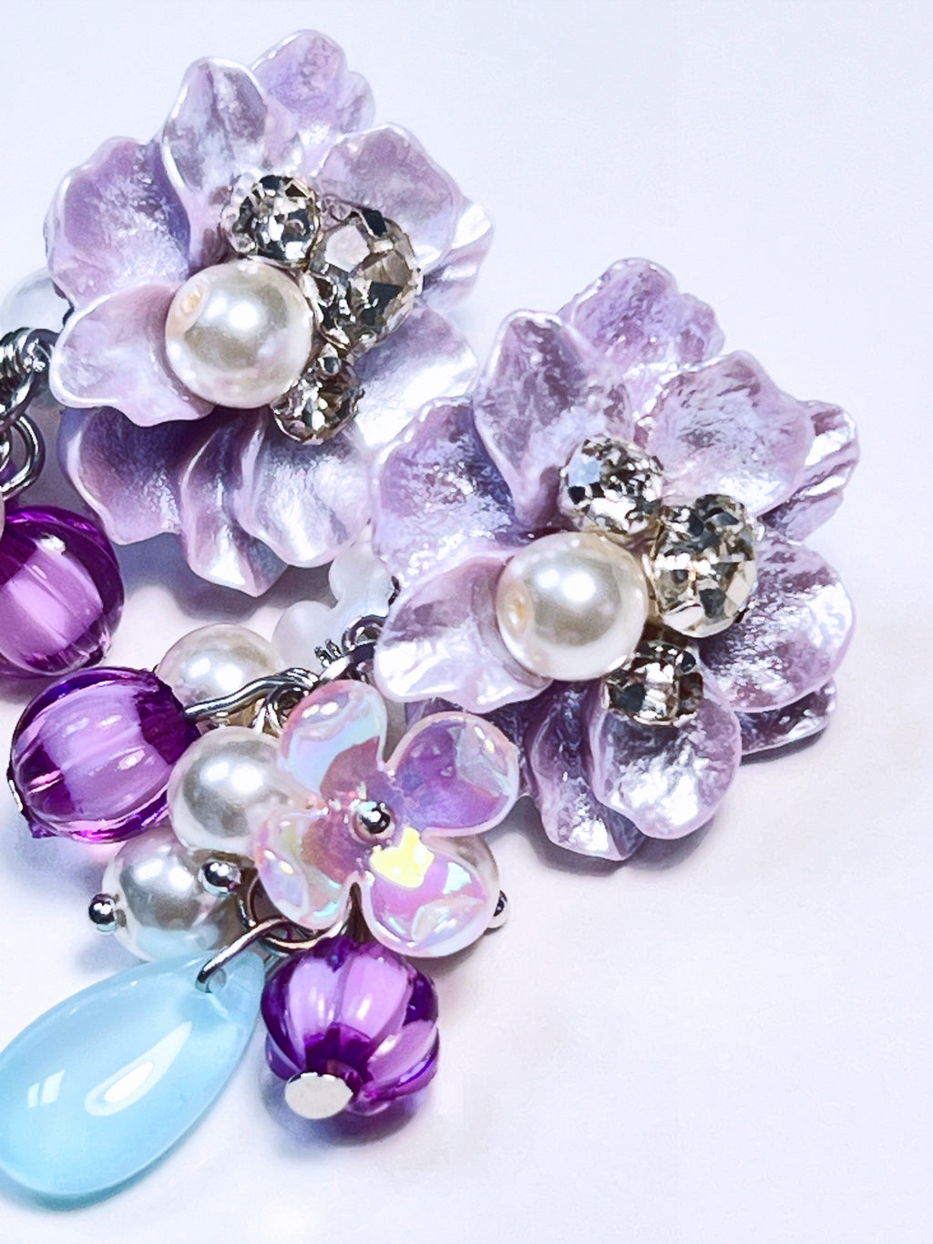 Fairy Garden Purple Bloom & Aqua Drop Earrings