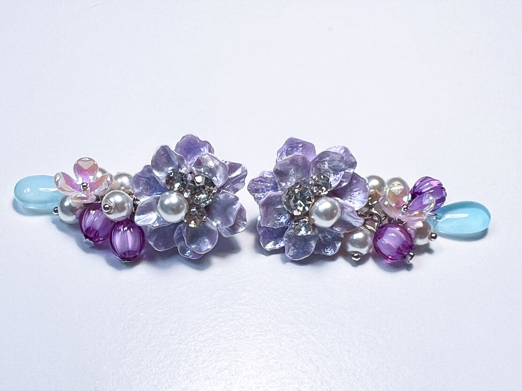 Fairy Garden Purple Bloom & Aqua Drop Earrings
